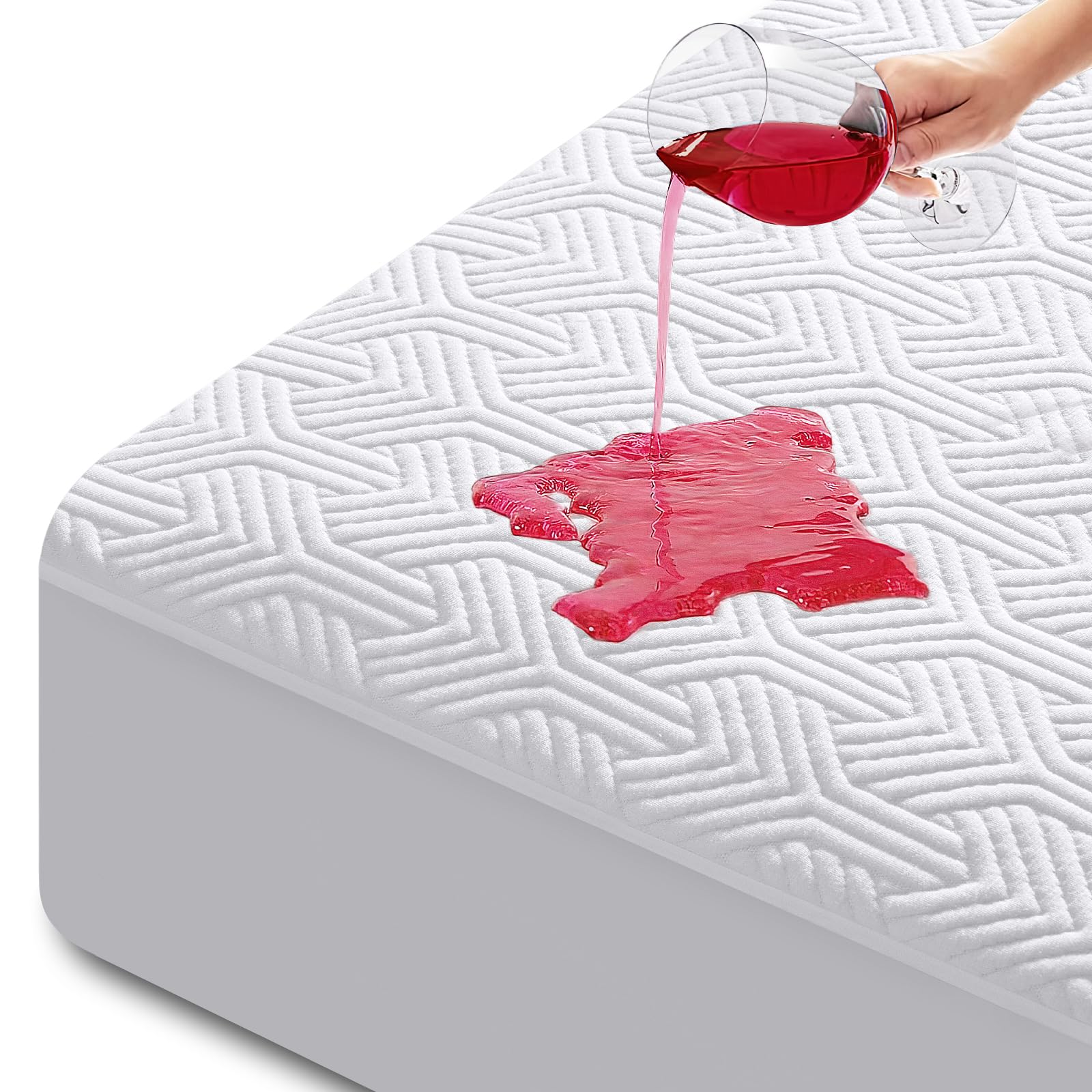 Hyleory King Size Waterproof Mattress Protector Viscose Made From Bamboo Cooling Mattress Pad Cover Breathable Soft 3D Air Fabri